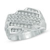Thumbnail Image 0 of Men's 1 CT. T.W. Diamond Multi-Row Diagonal Slant Ring in 10K White Gold
