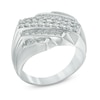 Thumbnail Image 1 of Men's 1 CT. T.W. Diamond Multi-Row Diagonal Slant Ring in 10K White Gold
