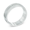 Thumbnail Image 2 of Men's 1/5 CT. T.W. Diamond Satin Finish Wedding Band in 10K White Gold