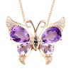 Thumbnail Image 0 of Amethyst and Enhanced Black and White Diamond Accent Butterfly Pendant in Sterling Silver with 14K Rose Gold Plate