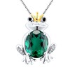 Thumbnail Image 0 of Lab-Created Emerald and Enhanced Black and White Diamond Accent Frog Pendant in Sterling Silver with 14K Gold Plate