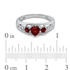 Thumbnail Image 3 of 5.0mm Heart-Shaped Garnet and Diamond Accent Three Stone Promise Ring in 10K White Gold