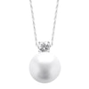 Thumbnail Image 0 of 12.0 - 13.0mm Cultured Freshwater Pearl and White Topaz Pendant in Sterling Silver