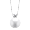 Thumbnail Image 1 of 12.0-13.0mm Freshwater Cultured Pearl and White Topaz Pendant in Sterling Silver