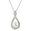 Thumbnail Image 1 of 7.0-7.5mm Freshwater Cultured Pearl and Diamond Accent Pendant in Sterling Silver