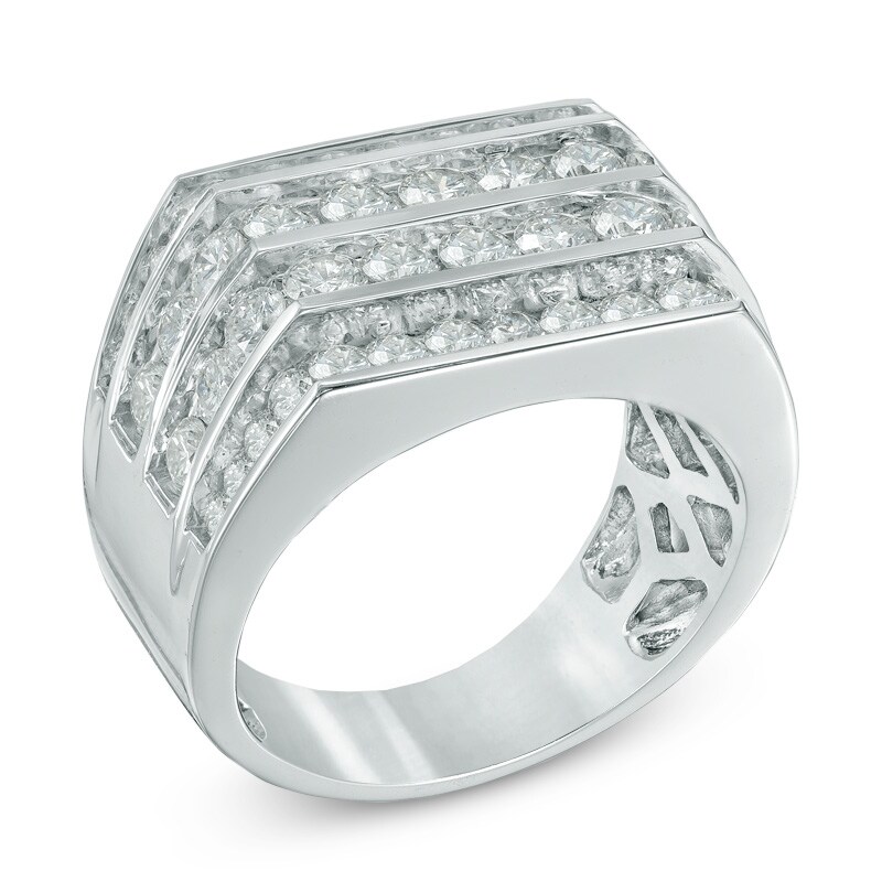 Men's 3-3/4 CT. T.W. Diamond Four Row Ring in 14K White Gold