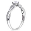 Thumbnail Image 1 of 3.5mm Lab-Created White Sapphire and 1/15 CT. T.W. Diamond Promise Ring in 10K White Gold