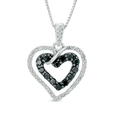 Zales heart necklace shop with black diamonds
