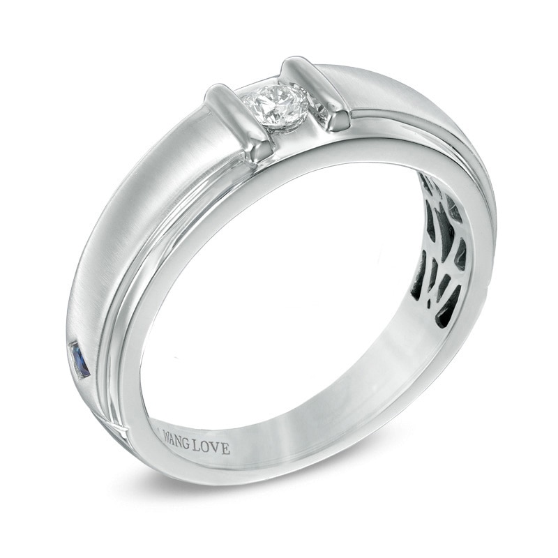 Main Image 2 of Vera Wang Men's 1/6 CT. Diamond Solitaire Wedding Band in 14K White Gold