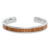 Thumbnail Image 0 of Men's Light Wood Inlay Cuff Bracelet in Stainless Steel - 8.5"