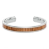 Thumbnail Image 1 of Men's Light Wood Inlay Cuff Bracelet in Stainless Steel - 8.5&quot;