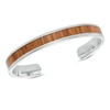 Thumbnail Image 1 of Men's Light Wood Inlay Cuff Bracelet in Stainless Steel - 8.5"
