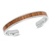 Thumbnail Image 2 of Men's Light Wood Inlay Cuff Bracelet in Stainless Steel - 8.5&quot;