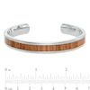 Thumbnail Image 2 of Men's Light Wood Inlay Cuff Bracelet in Stainless Steel - 8.5"