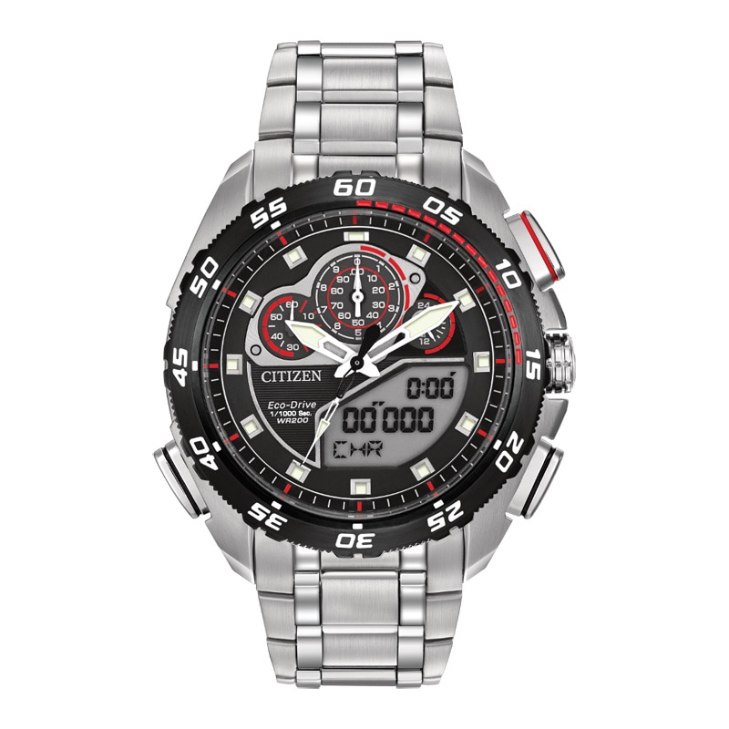 Men's Citizen Eco-Drive® Promaster SST Chronograph Watch with Black Dial (Model: JW0111-55E)