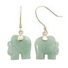 Thumbnail Image 0 of Carved Jade Elephant Drop Earrings in 10K Gold