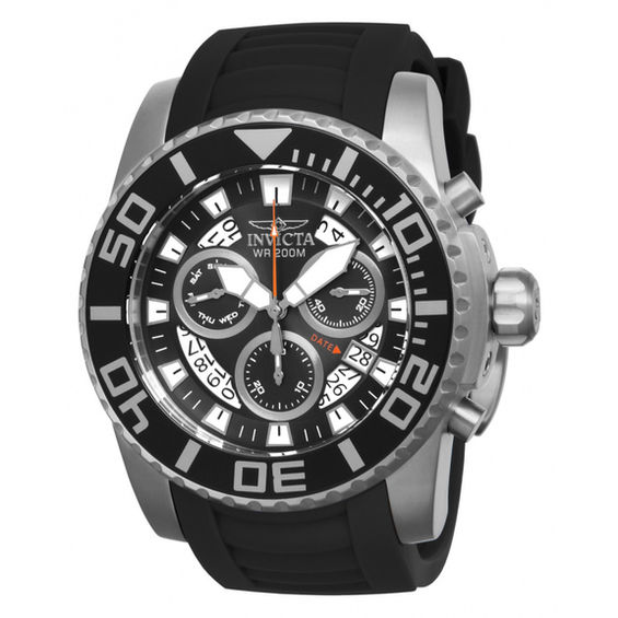 Men's Invicta Pro Diver Chronograph Strap Watch with Black Dial (Model: 14670)