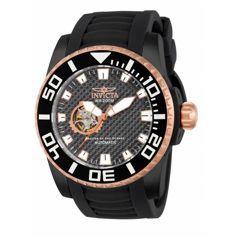 Main Image 1 of Men's Invicta Pro Diver Automatic Strap Watch with Black Carbon Fiber Dial (Model: 14686)