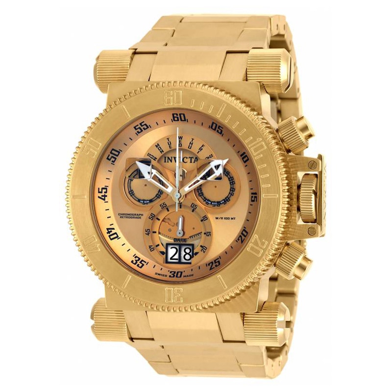 Men's Invicta Coalition Forces Chronograph Gold-Tone Watch with Gold-Tone Dial (Model: 17643)
