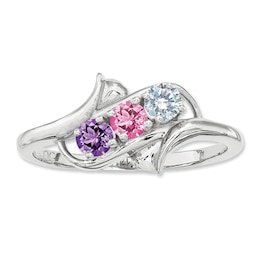 Mother's Simulated Birthstone Ring in Sterling Silver (3 Stones)