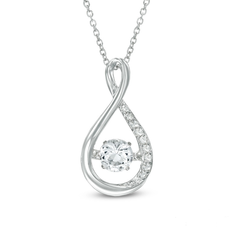 Main Image 1 of 4.5mm Lab-Created White Sapphire Infinity Pendant in Sterling Silver