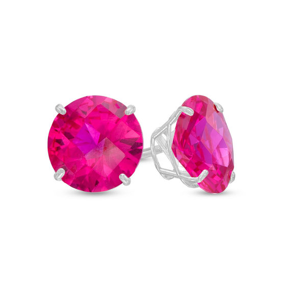 6 0mm Cushion Cut Lab Created Ruby Stud Earrings In 10k White Gold 8 0mm Lab Created Ruby Stud Earrings In 10k White Gold