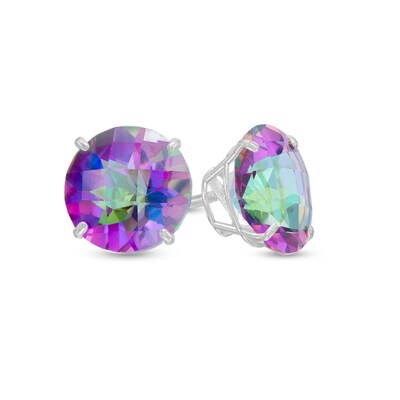 8 0mm Rainbow Quartz Stud Earrings In 10k White Gold 8 0mm Rainbow Quartz Stud Earrings In 10k White Gold