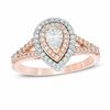 Thumbnail Image 1 of 1 CT. T.W. Pear-Shaped Diamond Double Frame Engagement Ring in 14K Two-Tone Gold