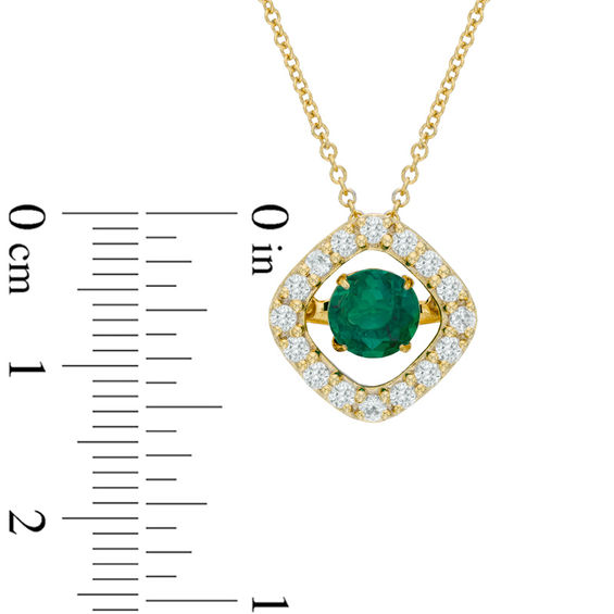 6.0mm Lab-Created Emerald Frame Pendant in Sterling Silver with 14K Gold Plate