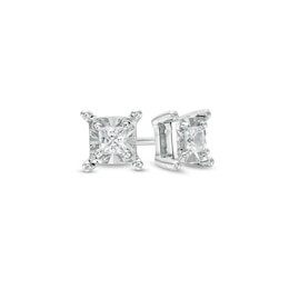 1/4 CT. T.W. Princess-Cut Diamond Solitaire Stud Earrings in Sterling Silver (J/I3)
