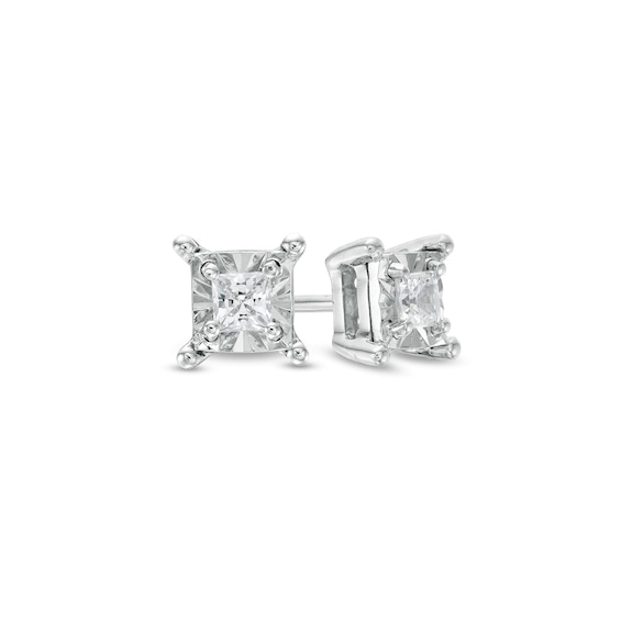 1/ CT. T.w. Princess-Cut Diamond Solitaire Stud Earrings in Sterling Silver (J/I3