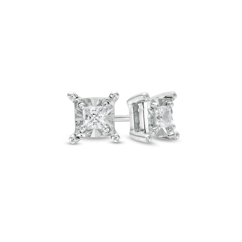 Main Image 1 of 1/4 CT. T.W. Princess-Cut Diamond Solitaire Stud Earrings in Sterling Silver (J/I3)