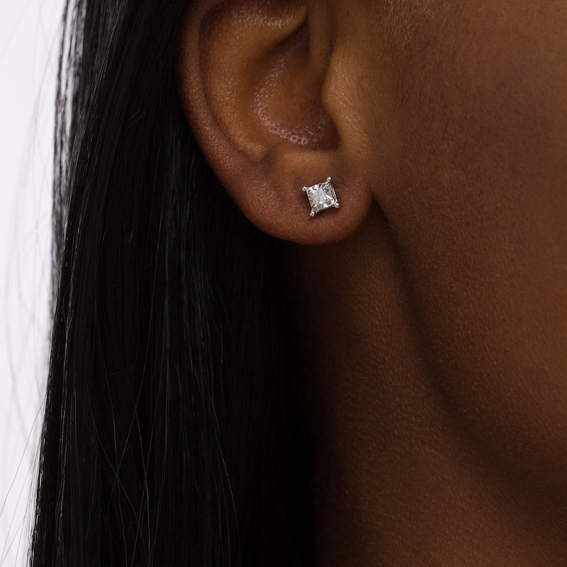 1/4 CT. T.W. Princess-Cut Diamond Solitaire Stud Earrings in Sterling Silver  (J/I3)