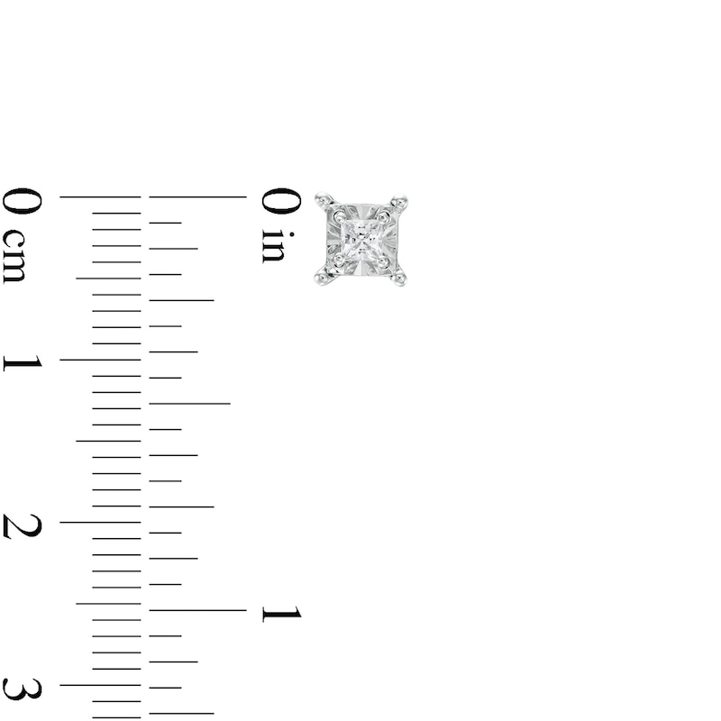 Main Image 3 of 1/4 CT. T.W. Princess-Cut Diamond Solitaire Stud Earrings in Sterling Silver (J/I3)
