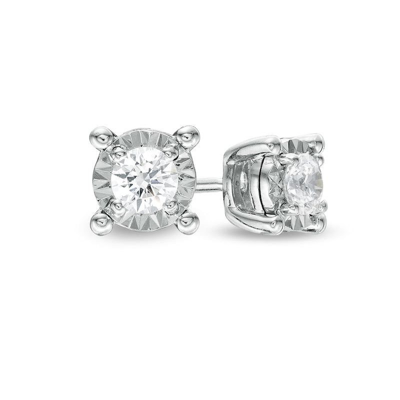 Collection Sterling Silver Diamond Round Stud Earrings (1/2 Cttw)