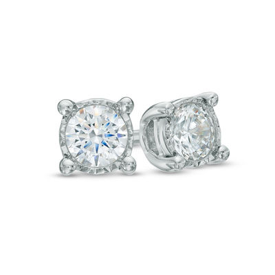 1 10 CT. T.W. Diamond Solitaire Stud Earrings in Sterling Silver