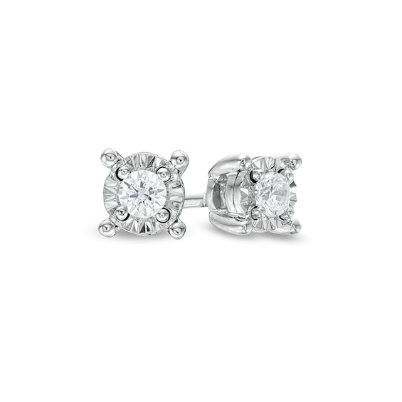 1/10 CT. T.w. Diamond Solitaire Stud Earrings in Sterling Silver (J/I3)