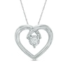 Thumbnail Image 1 of 1/10 CT. Diamond Solitaire Pretzel Heart Pendant in 10K White Gold