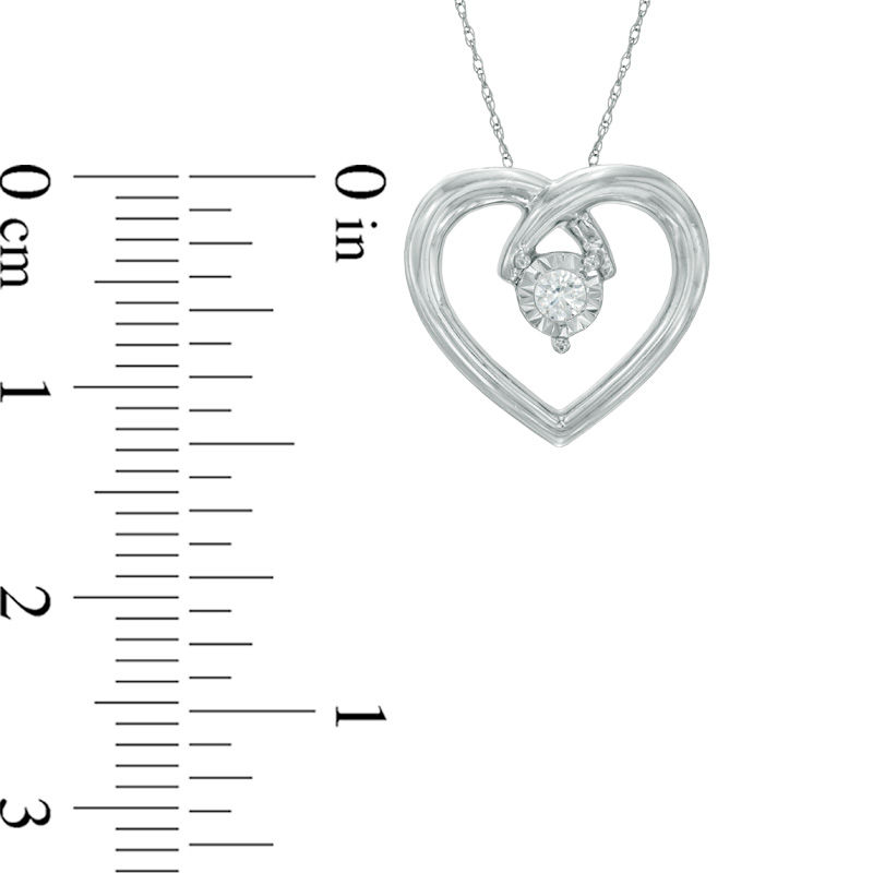 Main Image 2 of 1/10 CT. Diamond Solitaire Pretzel Heart Pendant in 10K White Gold