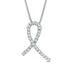 Thumbnail Image 1 of 1/8 CT. T.W. Diamond Awareness Ribbon Pendant in Sterling Silver