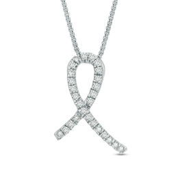 1/8 CT. T.W. Diamond Awareness Ribbon Pendant in Sterling Silver