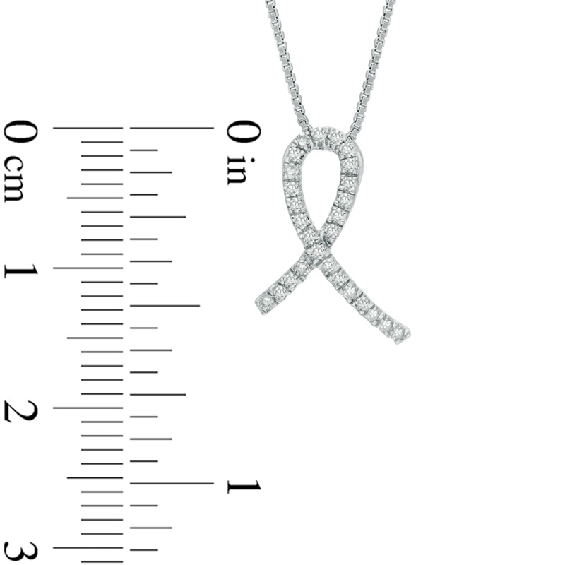 Main Image 2 of 1/8 CT. T.W. Diamond Awareness Ribbon Pendant in Sterling Silver