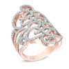 Thumbnail Image 2 of Lab-Created White Sapphire Large Scroll Ring in Sterling Silver with 14K Rose Gold Plate