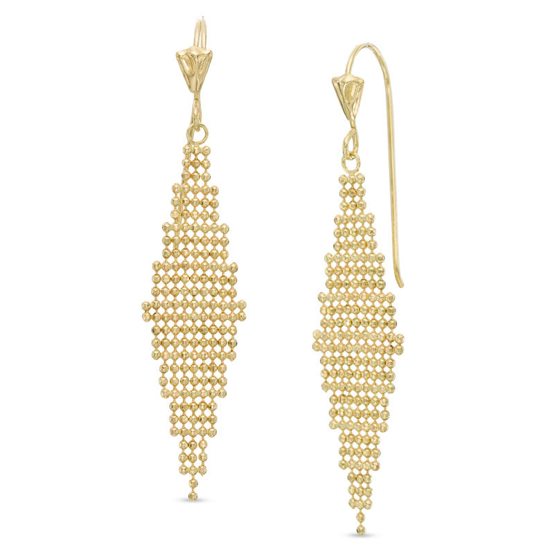Main Image 1 of Kite-Shaped Bead Drop Earrings in 10K Gold