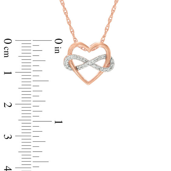 Lab-Created White Sapphire Infinity Heart Pendant in Sterling Silver with 14K Rose Gold Plate