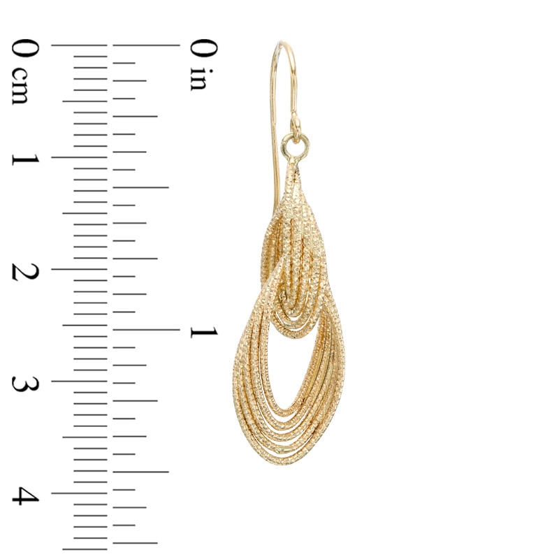 Main Image 2 of Diamond-Cut Layered Double Circle Drop Earrings in 10K Gold