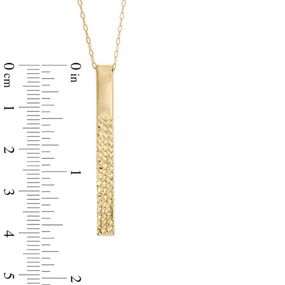 Diamond-Cut Linear Bar Pendant in 10K Gold - 17"