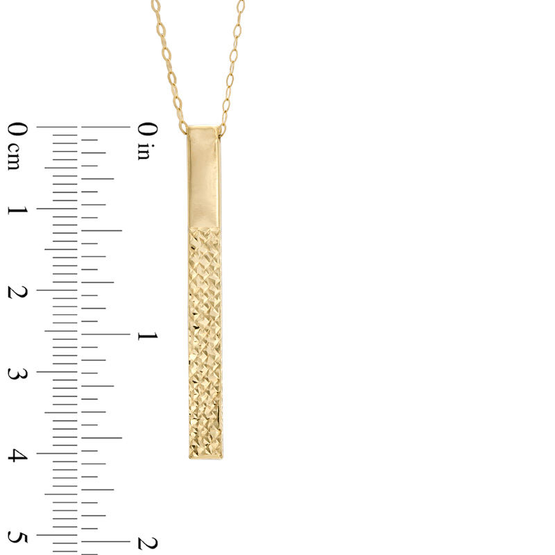 Main Image 2 of Diamond-Cut Linear Bar Pendant in 10K Gold - 17"