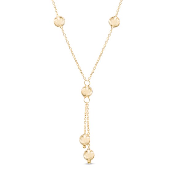 Beaded Lariat Necklace in 10K Gold
