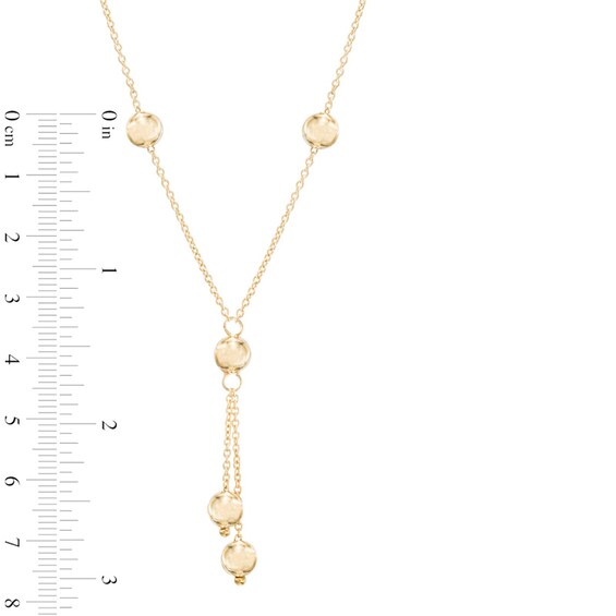 Beaded Lariat Necklace in 10K Gold